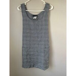 VTG Anxiety Plaid Pinafore Dress Black White Houndstooth Size M  Academia Preppy